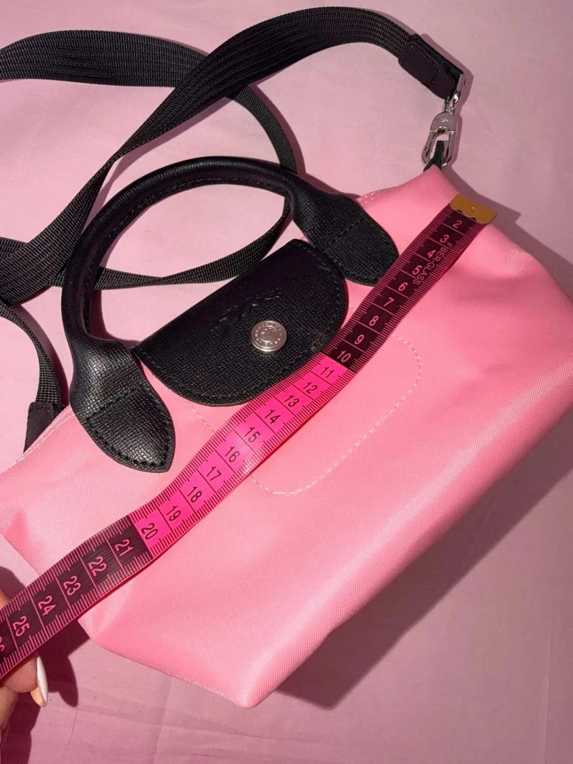 Kleine roze en zwarte Longchamp-tas schoon – photo 13